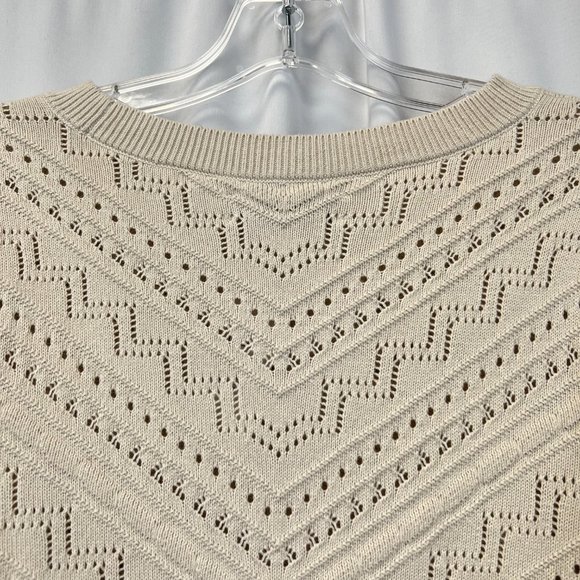 Loft Womens Beige Cotton Round Neck Short Sleeve Pullover Sweater Size Medium - Picture 4 of 9